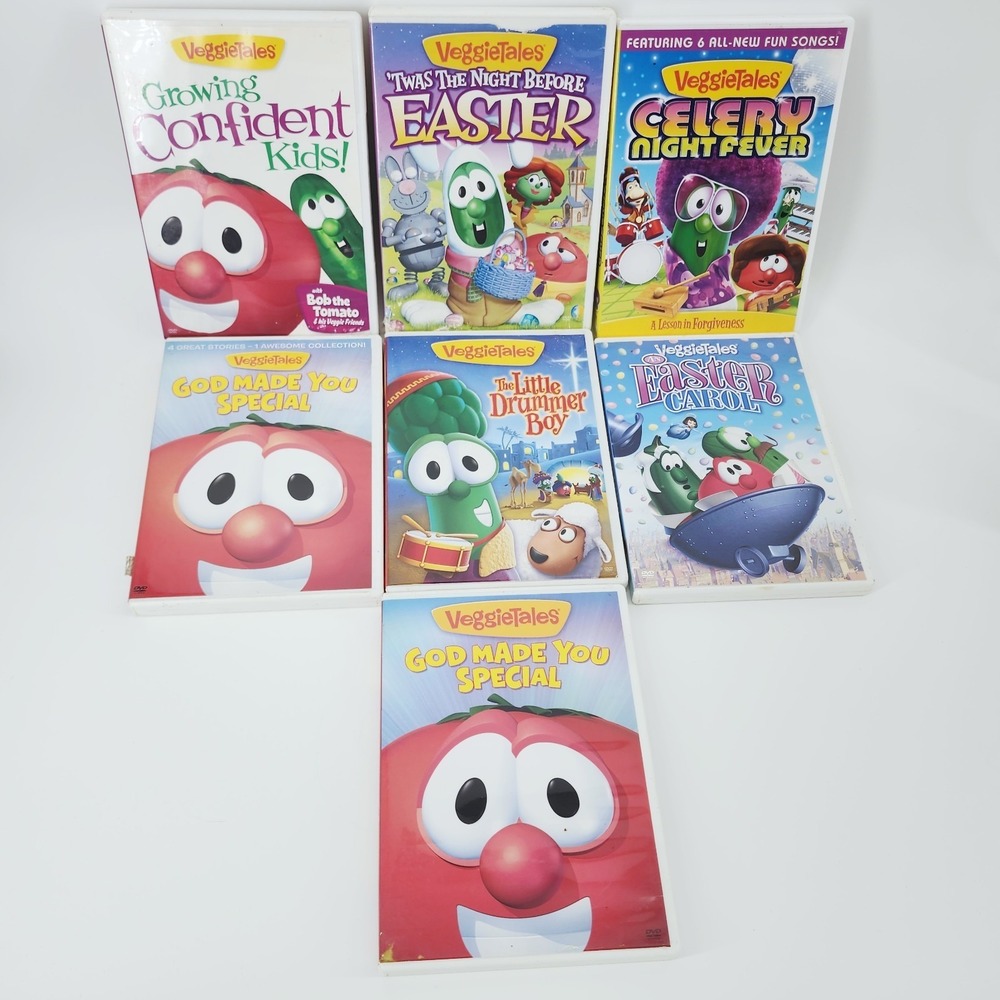 VeggieTales DVD Lot of 7 Easter & Holiday Favorites Bob & Larry Kids Movies AsIs